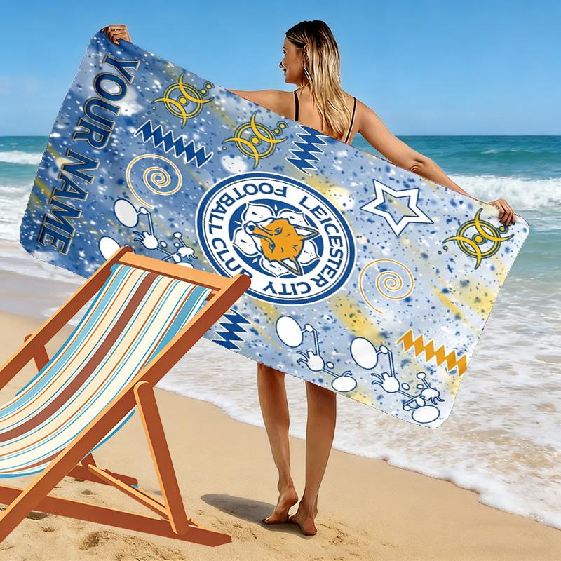 Name Custom Leicester City FC Logo Print Beach Towel, Large Soft Quick Dry Towel for Beach Camping Swimming