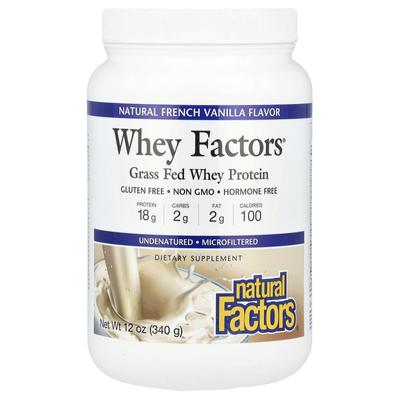 Whey Factors, Сывороточный протеин из молока коров травяного откорма, Натуральная французская ваниль, 12 унций (340 г)