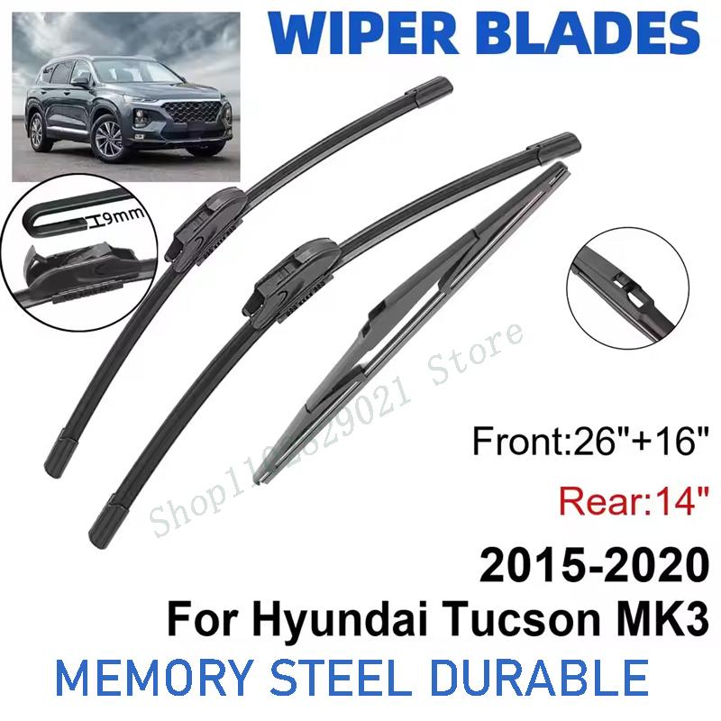 3 шт. Для Hyundai Tucson MK3 2015- 26" + 16" + 14" Передние задние щетки стеклоочистителя Аксессуары для лобового стекла