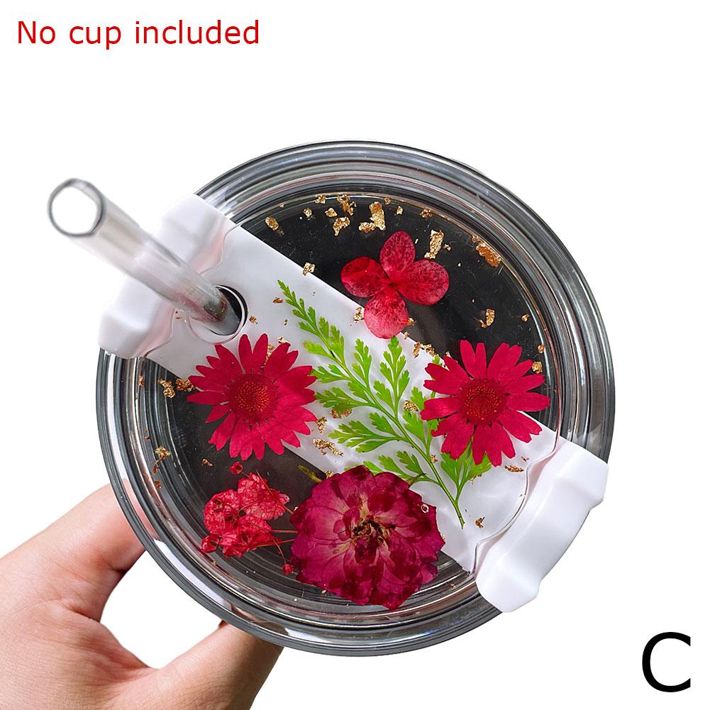 Изысканная крышка из сухоцвета для крышки Stanley Cup, силиконовая крышка, сушеные аксессуары, 40 унций, водяной цветок C5A3