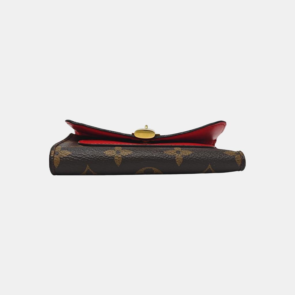 [Pre-Owned] Flower Brown Coated Canvas Monogram Wallet Gold Hardware - Very Good #S9ISF1