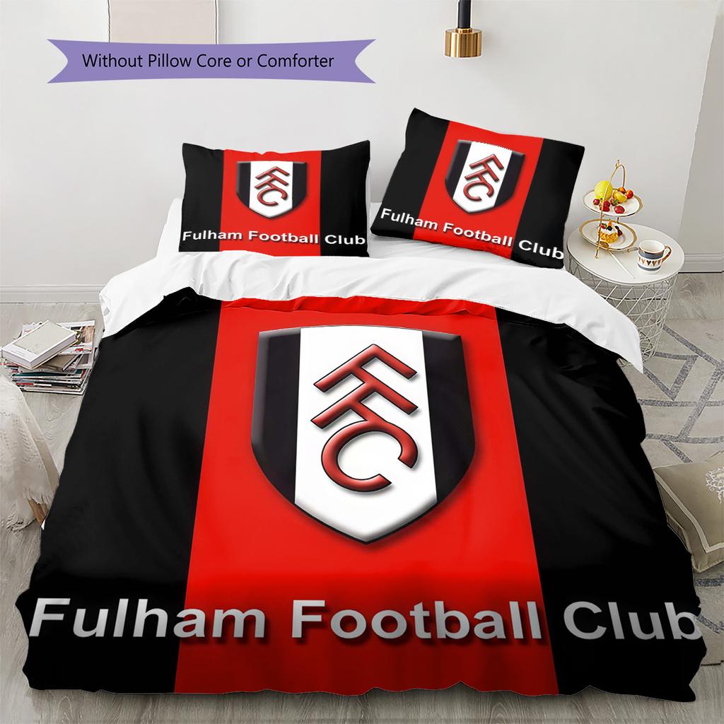 Fulham F.C Pattern Bedding Quilt Set Quilt Cover Pillowcase Home Decoration Birthday Gift (1 * duvet cover + 2 * pillowcase, without core)