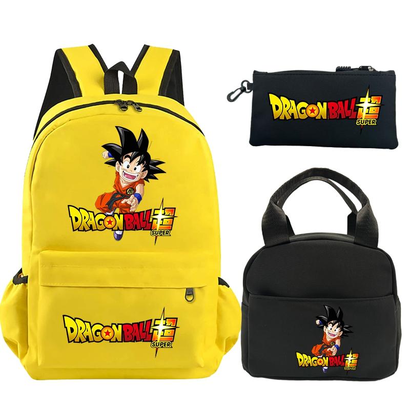 3 шт./компл. рюкзак с принтом Dragon Ball, сумка для обеда, пенал для подростков, детский школьный рюкзак для девочек и мальчиков
