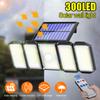 300 LED Motion Sensor Solar Lamp 5 Heads Wall Light with Remote Control 360° Adjustable Wide Angle Garden Street Floodlight