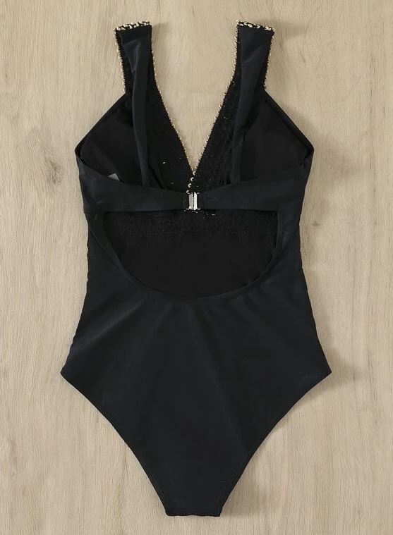 One-piece swimsuit women's black sequins plus size XL One-piece swimsuit women's black sequins plus size S