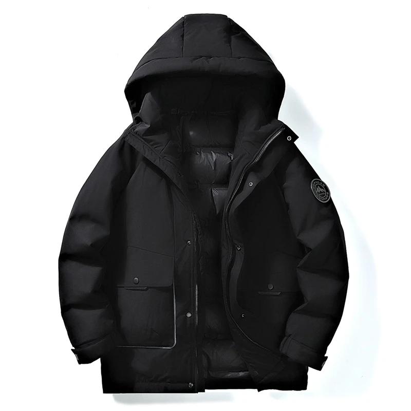Новый зимний мужской пуховик больших размеров с утолщенным флисом, теплая мужская рабочая одежда с капюшоном и лацканом