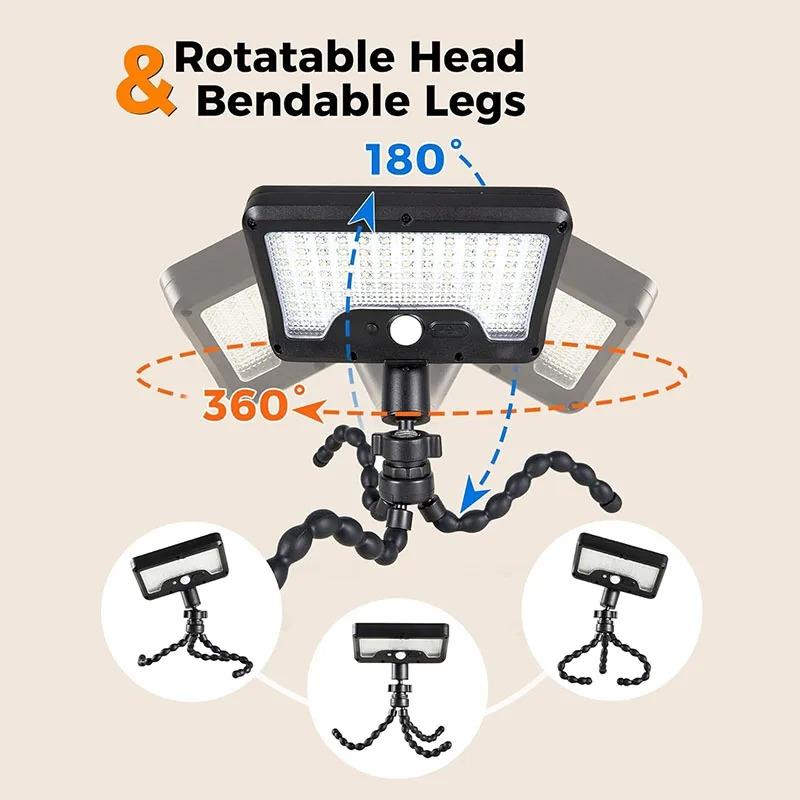 Solar Motion Sensor Lights Outdoor Pathway Lights Garden Light Adjustable Angle Rechargeable for Walkway Driveway Sidewalk Patio