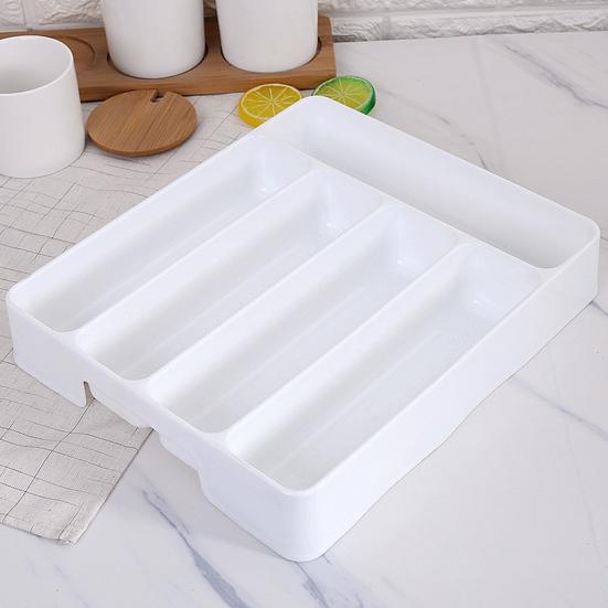 Storage Box 5-Compartment Utensil Organizer Convenient Durable Tableware Storage Tray for Kitchen Drawer
