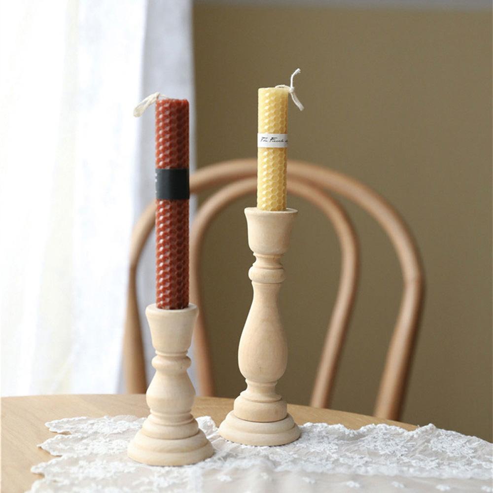 Stand Vintage Retro Wood Candle Holder Wooden Pillar Candlestick Holder Wedding Decoration