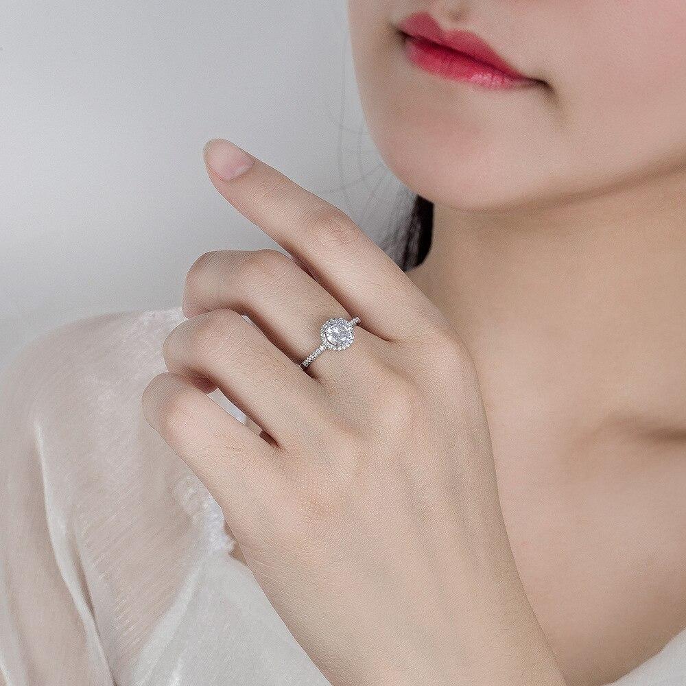 ANENJERY Круглое обручальное кольцо в форме сердца со сверкающим цирконием в один карат для женщин, классическое изящное открытое кольцо Bague Anillo