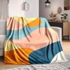 1Pc Abstract Colorful Shapes Blanket Soft And Comfortable Casual Warm Camping Travel Christmas Halloween Xmas Gift M92816
