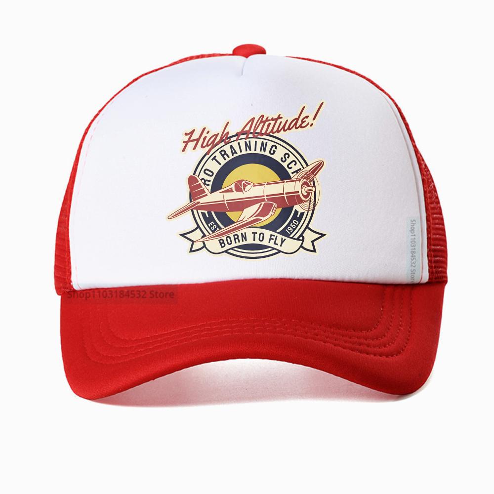 Funny High Altitude BORN TO FLY Vintage Airplane Baseball Cap Unisex Harajuku Summer Fashion Mesh Breathable Trucker Hat