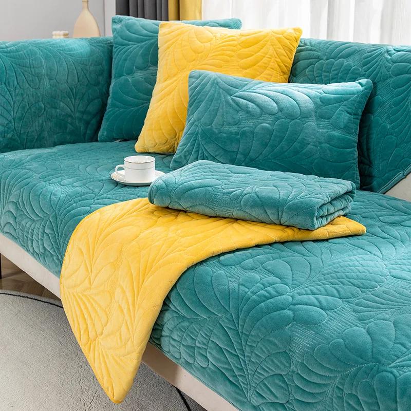 Зимняя плюшевая диванная подушка Four Seasons Universal Nordic High-end утолщенная подушка Simple Grey нескользящая спинка