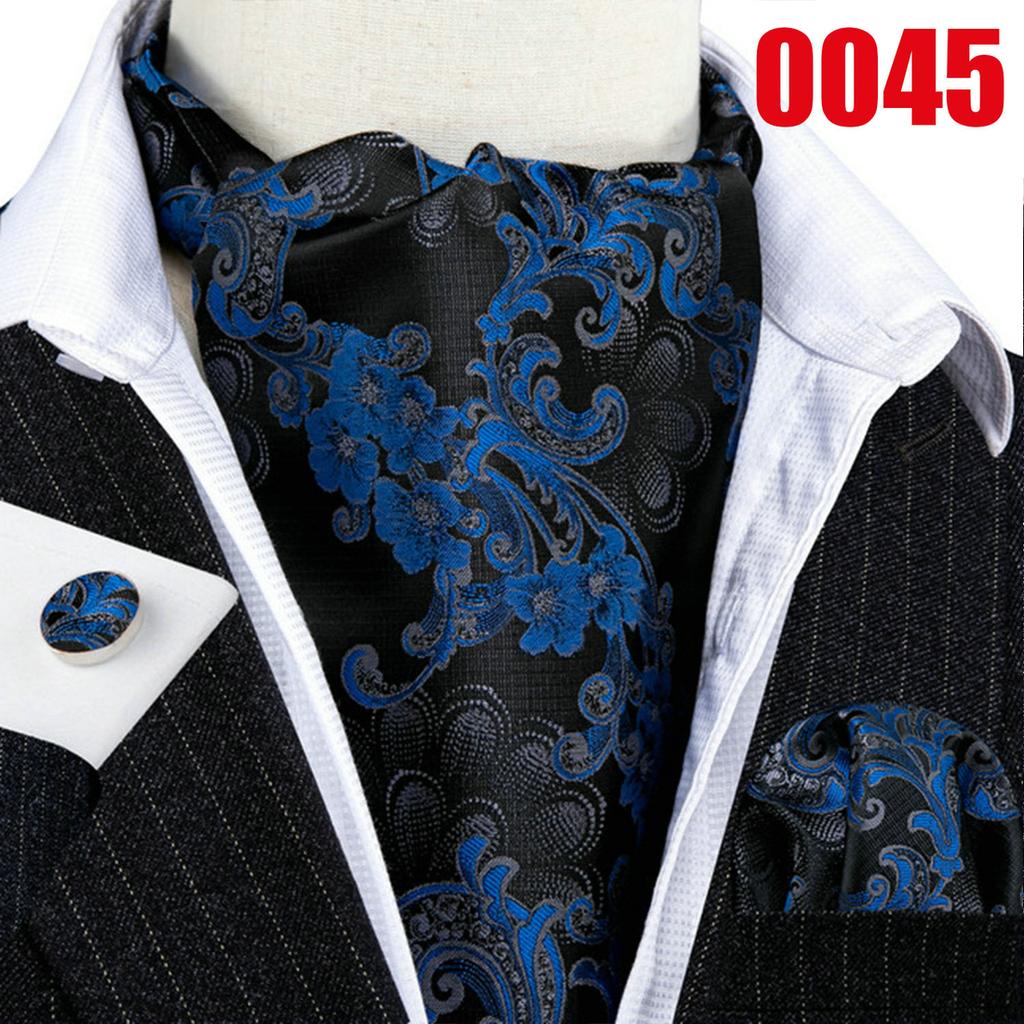 Модный классический галстук Ascot для мужчин, жаккаровый шелковый галстук с цветочным принтом, носовой платок, запонки, шарфы с пейсли, галстук