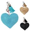 Faux Leather Velvet Love Heart Pendant Car Key Chain Holder Bag Hanging Ornament