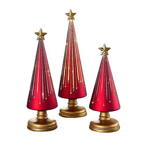 1/3Pcs Christmas Tree Decor with LED Light Built-in Timer Gradient Xmas Tree Sculptures Festive Home Decor