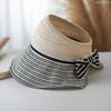 Color matching striped empty top sun hat Children's new summer big brim sun protection hat Light and breathable sun hat