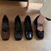 2025 French single shoes women's thick heels are beautiful and not tired of high heels ballet shoes retro bow Mary Jane shoes