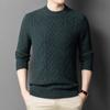Men's Casual Long-sleeved Round Neck Bottoming Shirt Warm Solid Color Wool Sweater Winter New Men's Jacquard Wool Knit