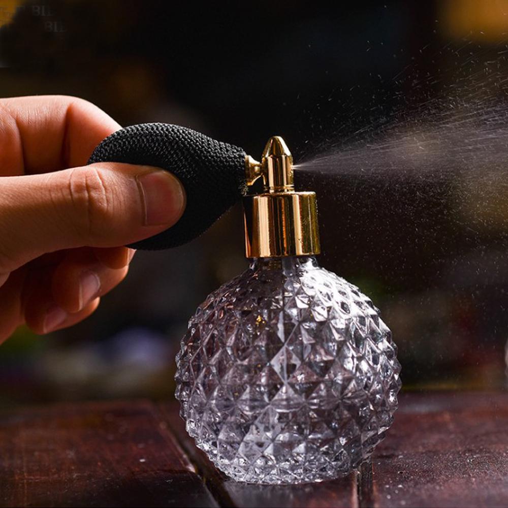100 мл Портативный Винтажный Хрустальный Стеклянный Флакон для Духов с Аэрозольным Распылителем-Подушечкой Пустой Косметический Контейнер Мини Многоразовые Распылители