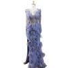New caramel color sexy neck fishtail beads feather banquet wedding officiating dress dress LA11989