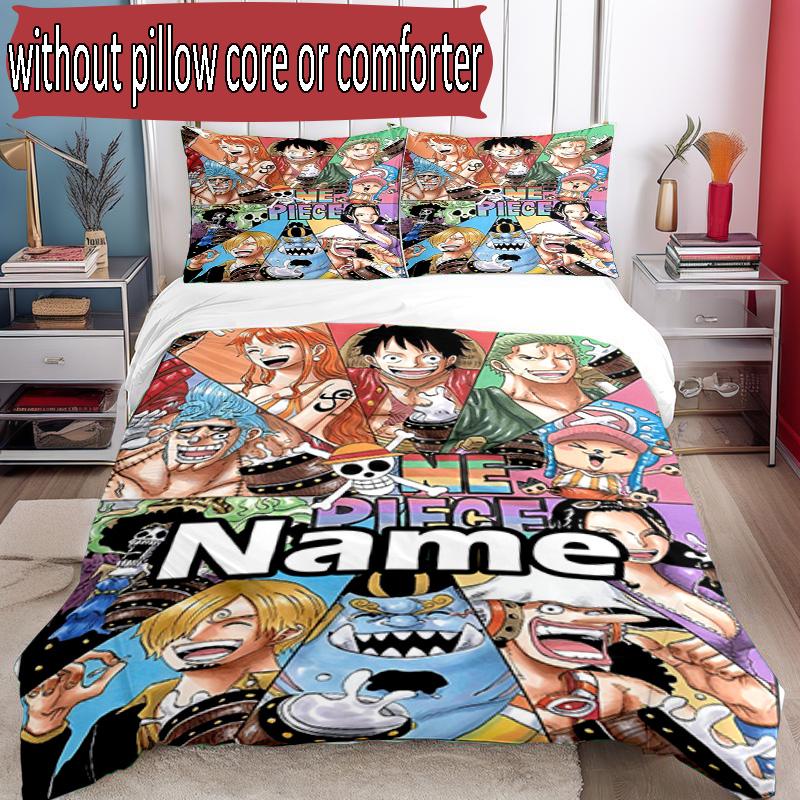 3pcs Duvet Cover Set (1*Duvet Cover + 2*Pillowcase, Without Core), Custom Name Anime Pattern Bedding Set, Home Bedroom Decor Gift