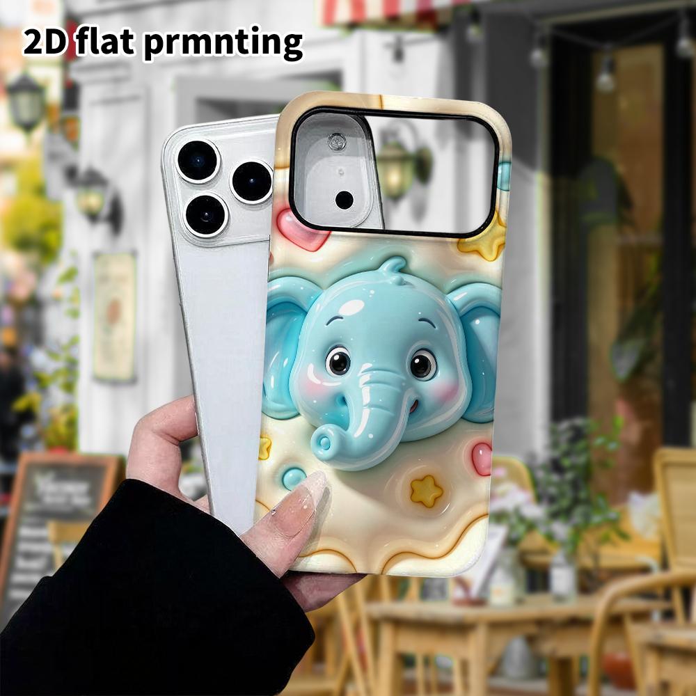 Phone case: 2D flat design suitable for iPhone 18 17 16 15 14 13 Pro protective case, blue little elephant, perfect Christmas and Halloween holiday gi