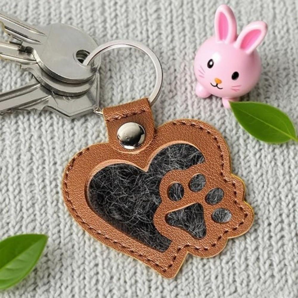 Portable Pet Hair Storage Bag Heart Shape Pet Fur Keepsake Holder Pet Hair Key Chain Birthday Gift