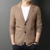 Spring New Thin Knitted Cardigan Men's Casual Knitted Solid Color Versatile Business Suit Men's Jacket