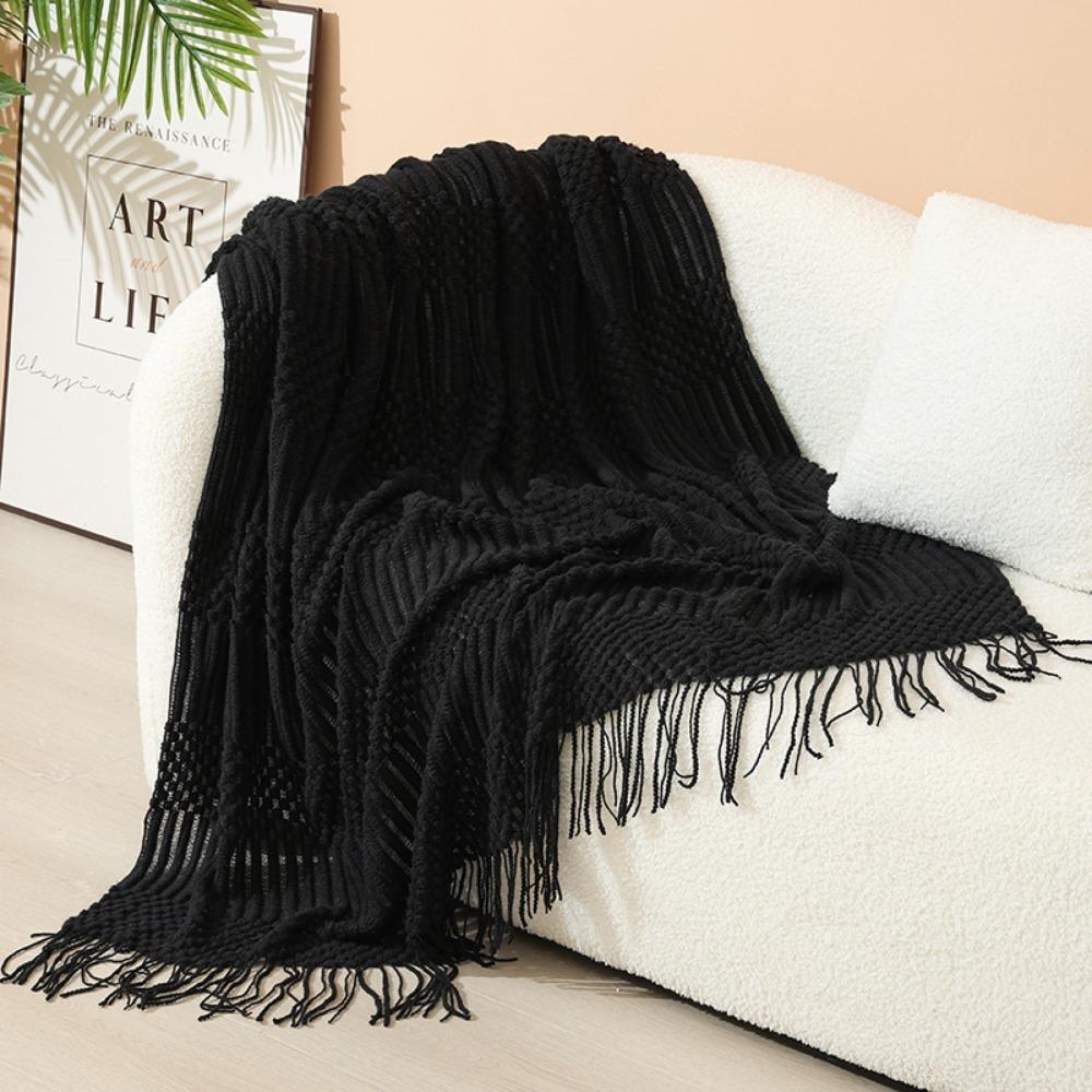 Bedspread Cover Skin-friendly Nordic Knitted Blanket Soft With Tassel Sofa Plaid Blanket Breathable Nap Blanket Airplane