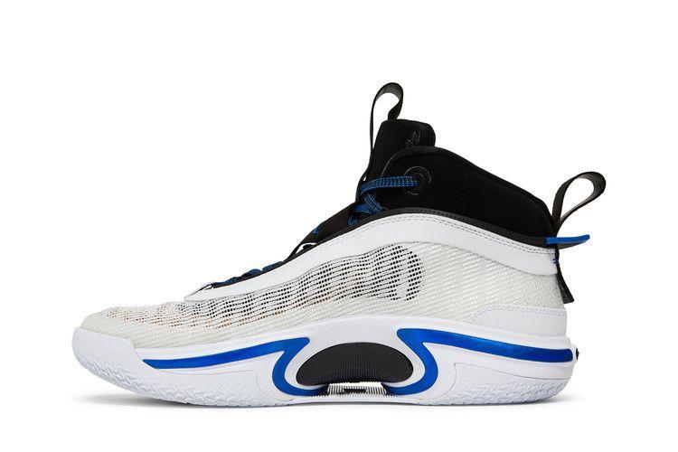 Мужские кроссовки Jordan 36 PF Sport Blue (Белая подошва) Белый/Спортивный сине-черный