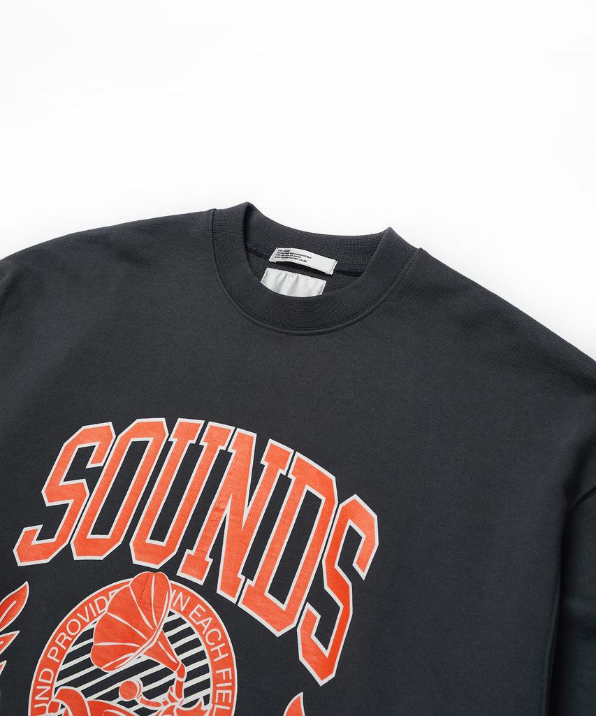 SOUNDSLIFE Flocking Printing Sweatshirts Charcoal