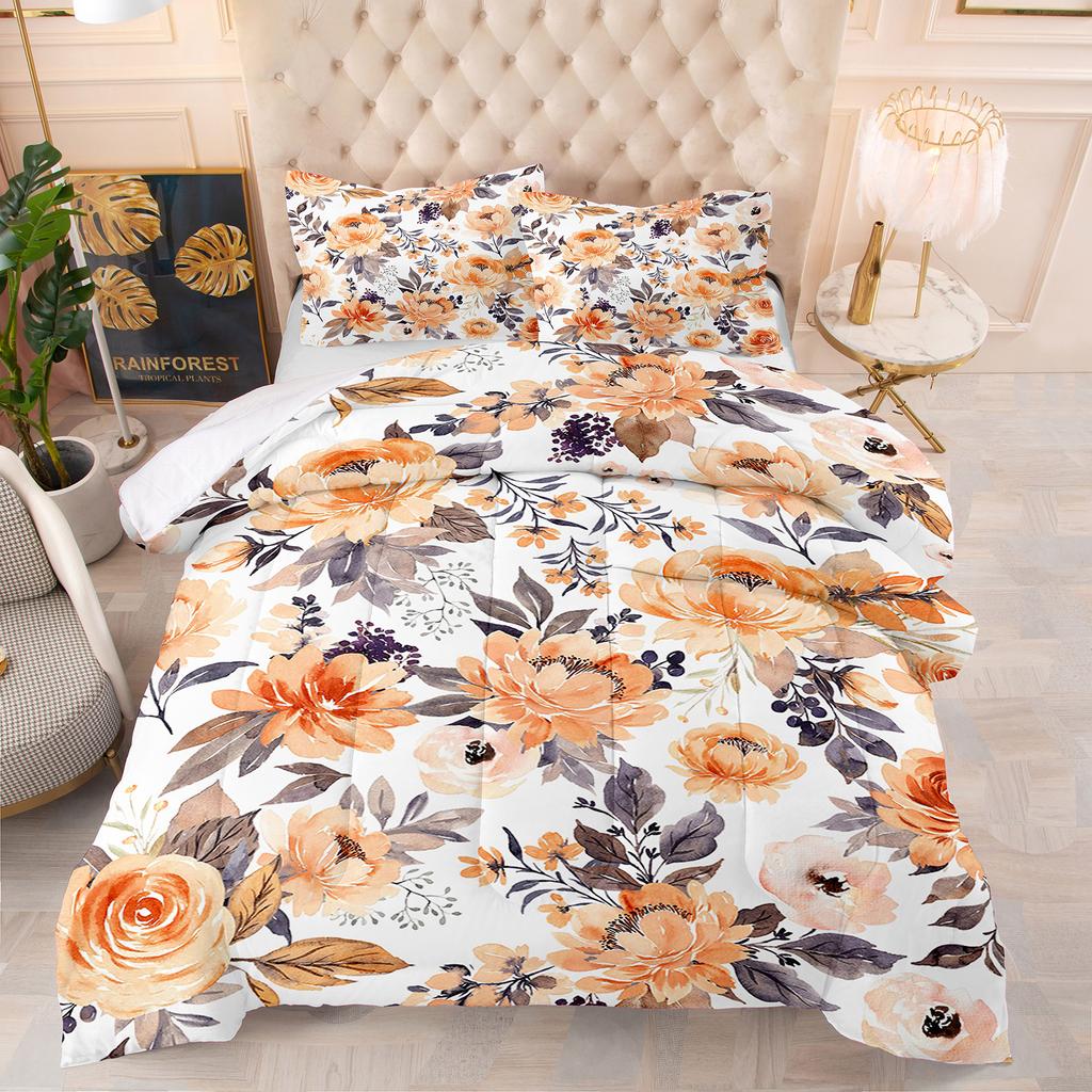 Comforter Flowers Animal Theme Home Comforter Quilted Blanket Goose Down Duvet Quilt 100% Polyester King Queen 3D Blanket Size Twin