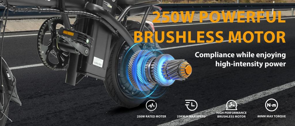 ElekWheels F3 Foldable City Electric Bike - 250W Lightweight Electric Bike with 60km Range, IPX5 Waterproof and Dual Disc Brakes