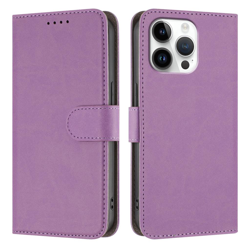 For iPhone 16 Pro Max Leather Case Solid Color Phone Cover with Wallet