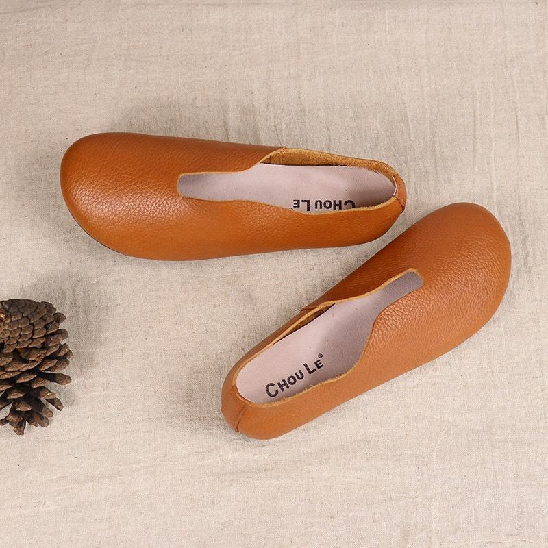 Туфли ручной работы из натуральной кожи Оригинальные литературные туфли на плоской подошве из коровьей кожи для женщин