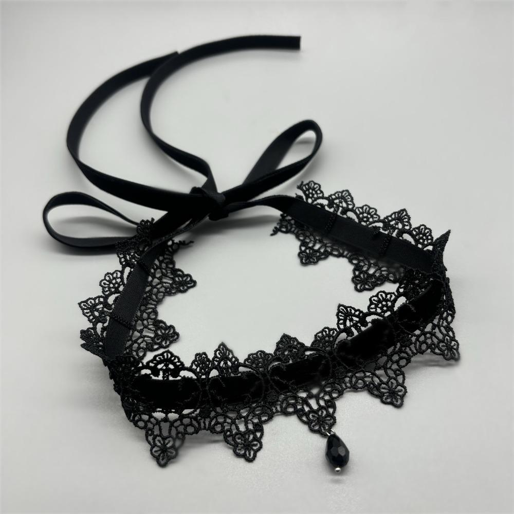 Длинный Бархатный Сексуальный Черный Кружевной Чокер с Цепочкой Шнуровка Ожерелье для Женщин Смоляной Подвеска Ремешок на Шею Ювелирный Подарок на День Святого Валентина