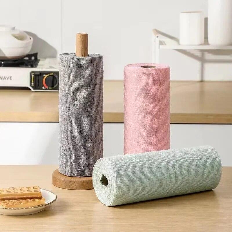 1 Roll Cleaning Wipes Household Kitchen Cloth Microfiber Towel Rolls Dish Rags Washing Towel KTJ