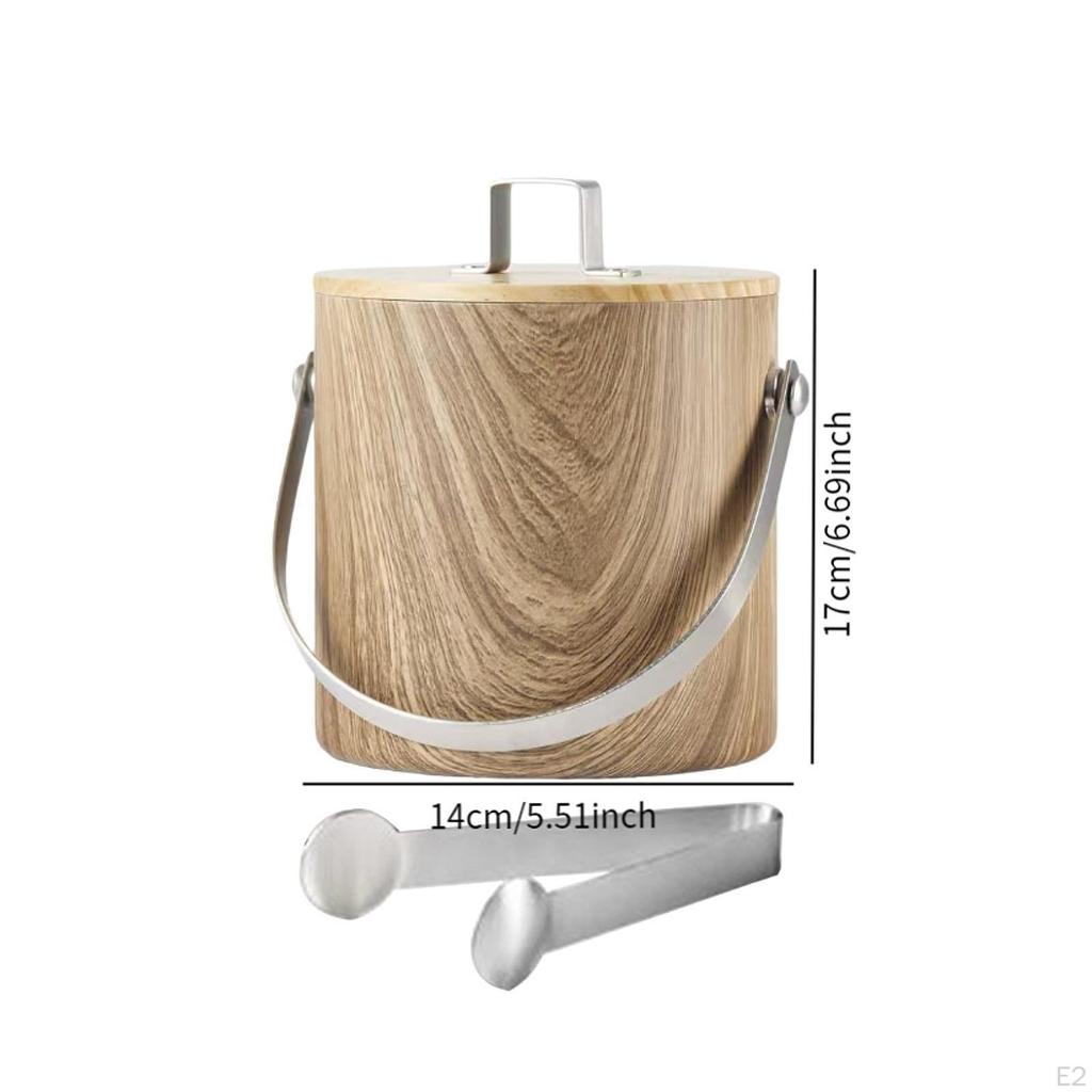 Ice Bucket Beer with Lid and Tong Multipurpose Metal Beverage Tub Drink Cooling for