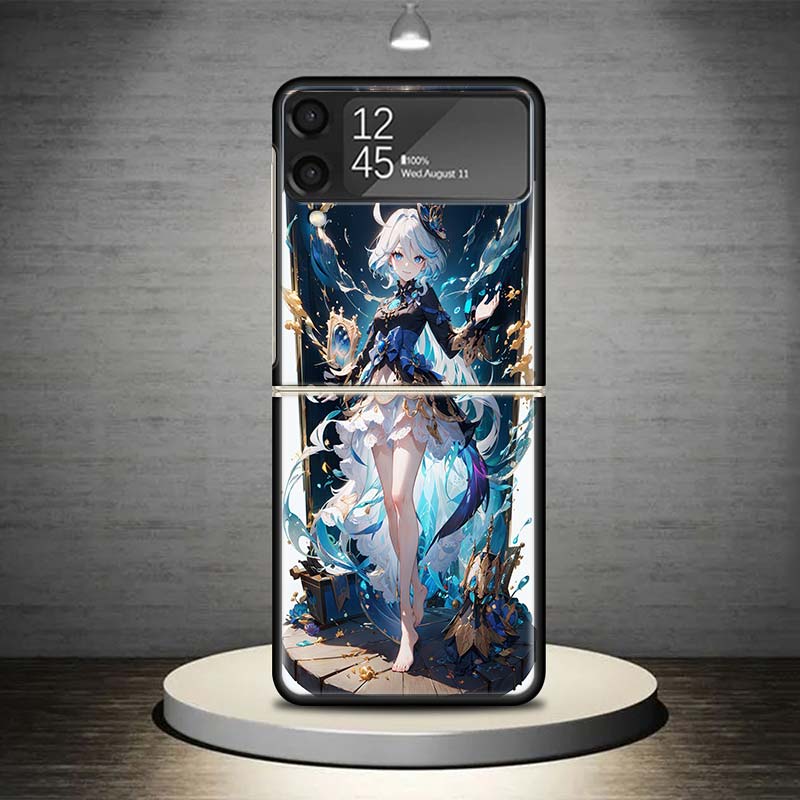 Чехол для телефона Genshin Impact Furina для Samsung Galaxy Z Flip 7 6 5 4 3 5G Ударопрочный чехол Z Flip7 Flip6 ZFlip5 Flip3 Flip4 Роскошный