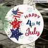2D Flat, 1Pc Round Aluminum Hanging Sign, Patriotic 4Th of July, Featuring Red, White, And Blue Decorations, Including Pentagrams And Fireworks
