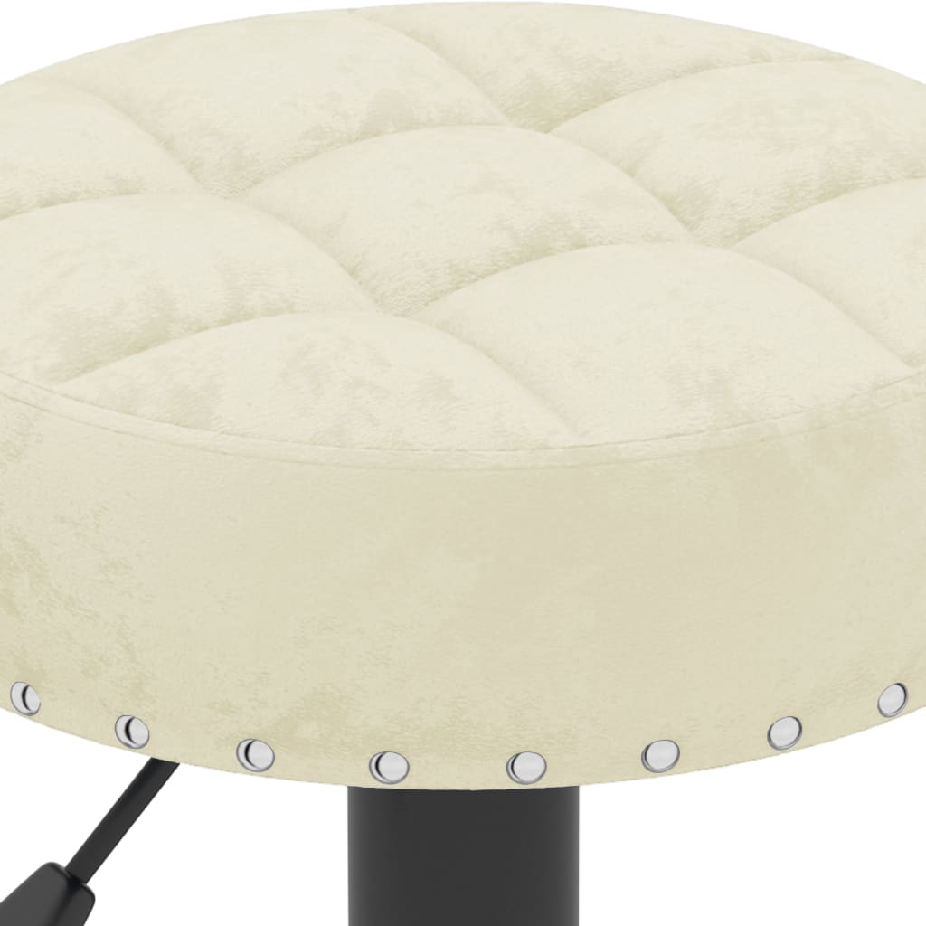 Bar Stool Set of 2 Cream Velvet