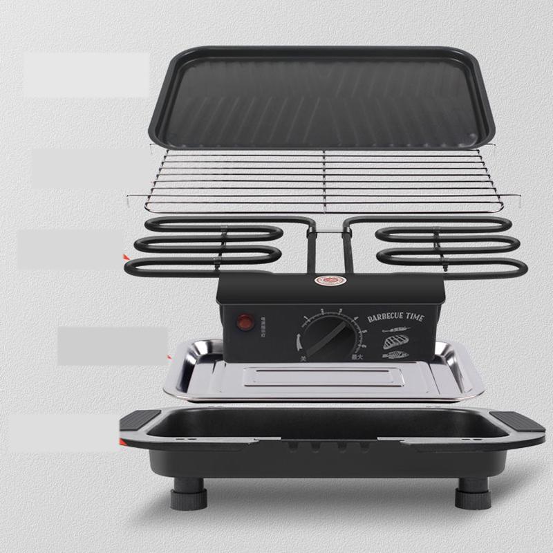 Бытовой электрический гриль Электрический гриль Крытый небольшой бездымный электрический гриль Электрическая плита для барбекю Многофункциональная портативная печь для барбекю