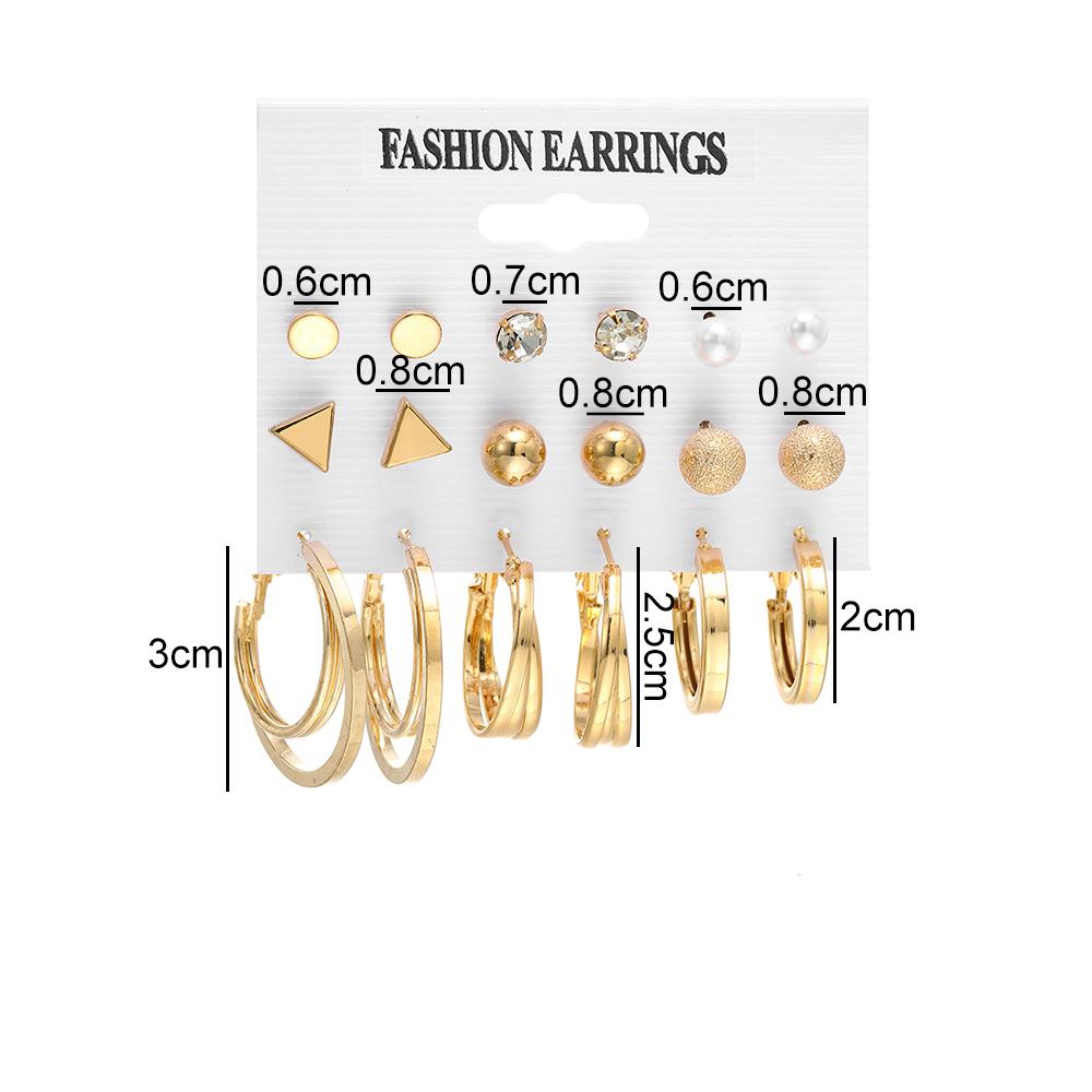 Модный комплект серег-кольцев для женщин, элегантные серьги-гвоздики в стиле ретро с геометрическим узором, ювелирные аксессуары