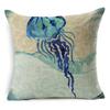 Exquisite 18" Blue Sea Animal Cotton Linen Cushion Cover For Stylish Living Spaces