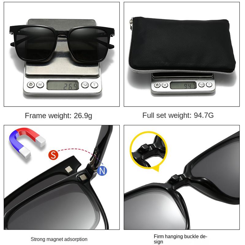 Magnetic Clip-On Polarized Sunglasses Frame-Style Sunglasses Prescription Glasses Driving Night Vision Sunglasses