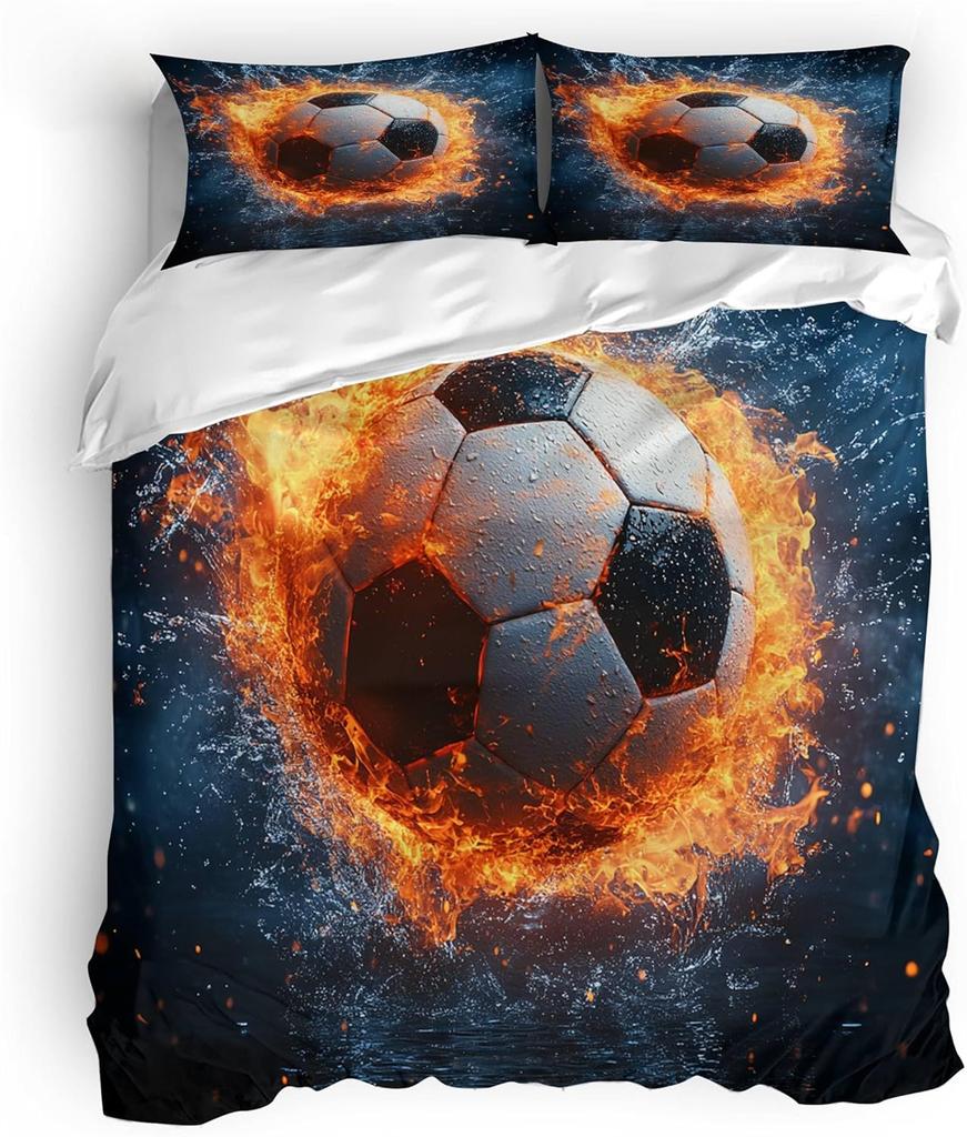 Комплекты пододеяльников для односпальной кровати, Постельный комплект Футбол Мягкий Микрофибра Полиэстер Спортивный Набор пододеяльника с 1 наволочкой 75*50см