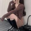Розовый женский комплект: мини-платье с вырезом на шее, облегающее + кардиган-болеро