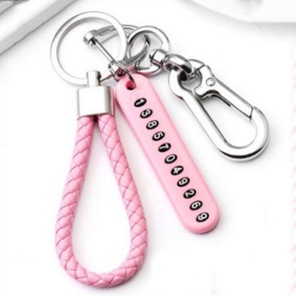 Jewelry Bag Pendant DIY Auto Leather Key Chain Anti-lost Car Keychain Phone Number Plate Keyring