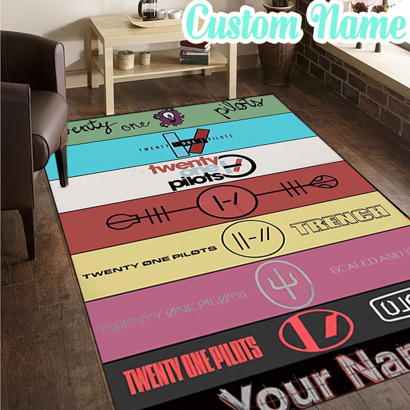 Custom Name Twenty One Pilots Music Evolution Rug, Office Rug, Chair Rug, Carpet for Living Rooms, Doormat Game Rug Home Decor Christmas Gifts